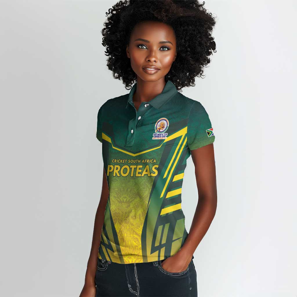Custom South Africa Cricket Spirit 2026 Women Polo Shirt World T20 Edition - African Pride