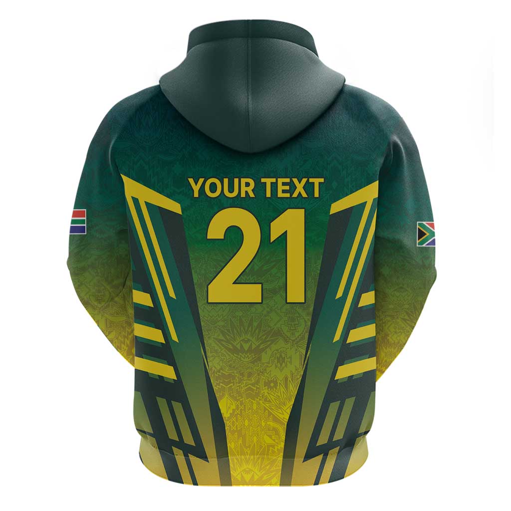 Custom South Africa Cricket Spirit 2026 Zip Hoodie World T20 Edition - African Pride