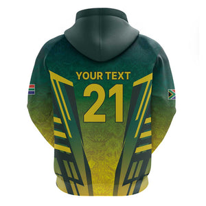 Custom South Africa Cricket Spirit 2026 Zip Hoodie World T20 Edition - African Pride