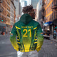 Custom South Africa Cricket Spirit 2026 Zip Hoodie World T20 Edition - African Pride