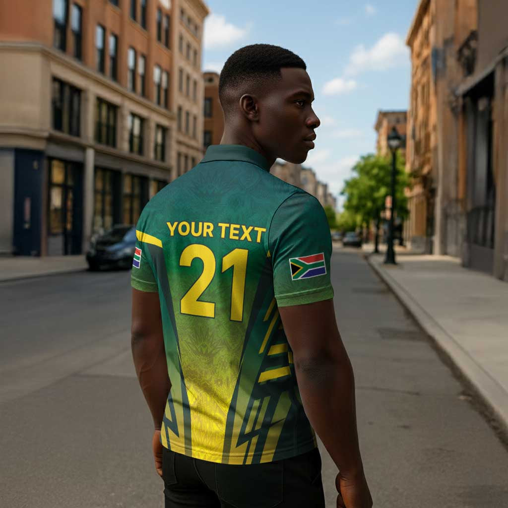 Custom South Africa Cricket Spirit 2026 Zipper Polo Shirt World T20 Edition