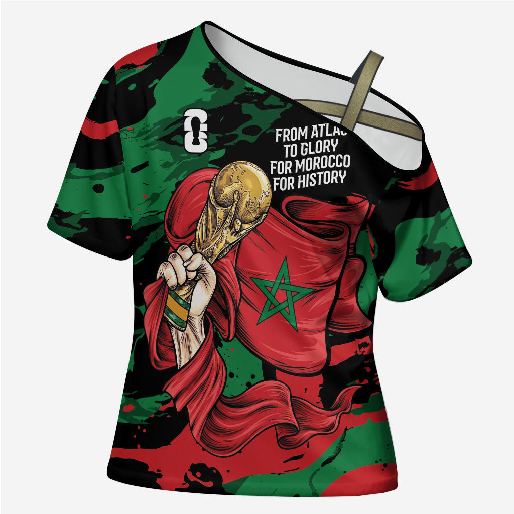 Personalized Morocco From Atlas To Victory Cross Shoulder Shirt Atlas Lions World Football Supporter Edition
