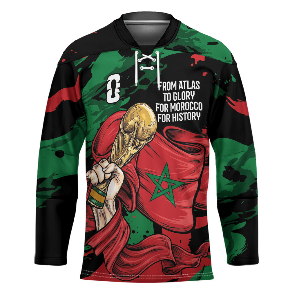 Personalized Morocco From Atlas To Victory Hockey Jersey Atlas Lions World Football Supporter Edition