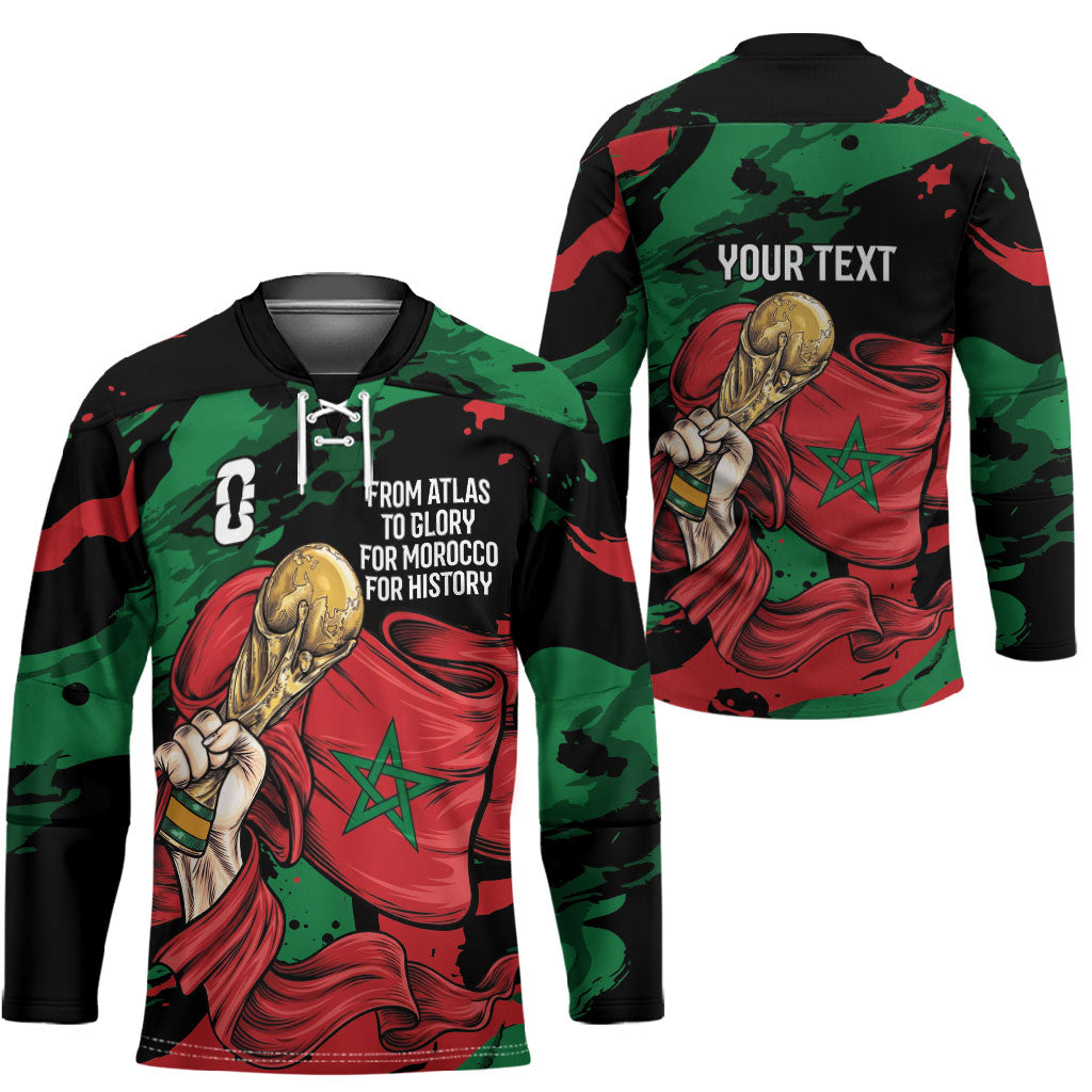 Personalized Morocco From Atlas To Victory Hockey Jersey Atlas Lions World Football Supporter Edition