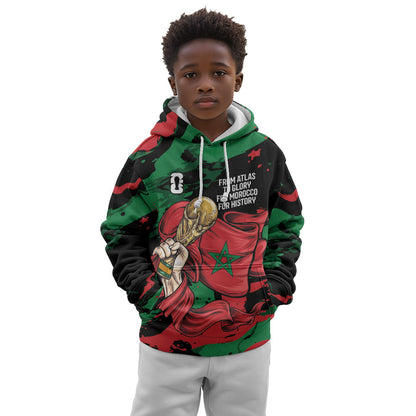 Personalized Morocco From Atlas To Victory Kid Hoodie Atlas Lions World Football Supporter Edition