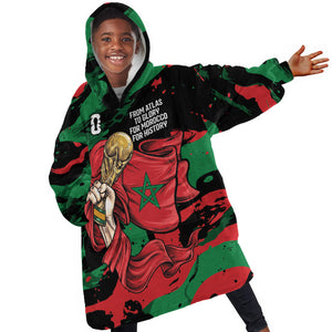 Personalized Morocco From Atlas To Victory Kid Wearable Blanket Hoodie Atlas Lions World Football Supporter Edition