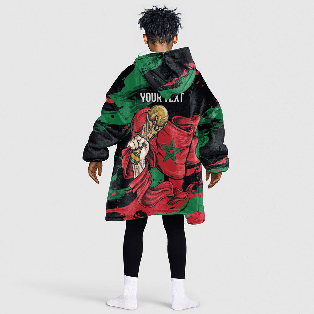 Personalized Morocco From Atlas To Victory Kid Wearable Blanket Hoodie Atlas Lions World Football Supporter Edition