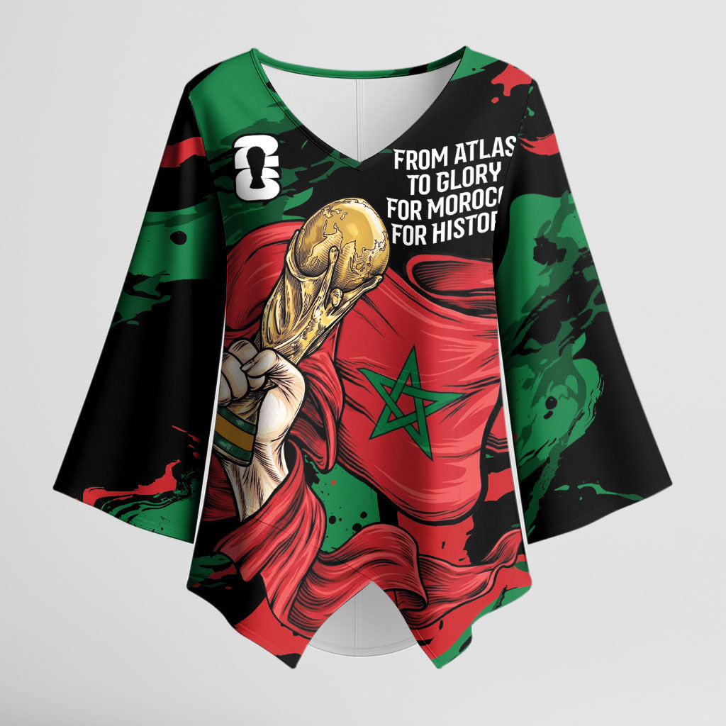 Personalized Morocco From Atlas To Victory Kimono Sleeve Blouse Atlas Lions World Football Supporter Edition