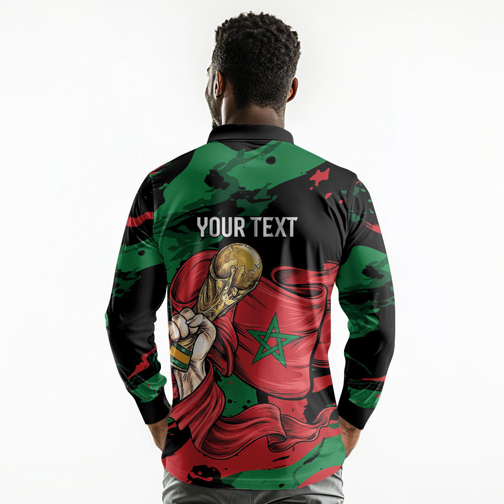 Personalized Morocco From Atlas To Victory Long Sleeve Polo Shirt Atlas Lions World Football Supporter Edition