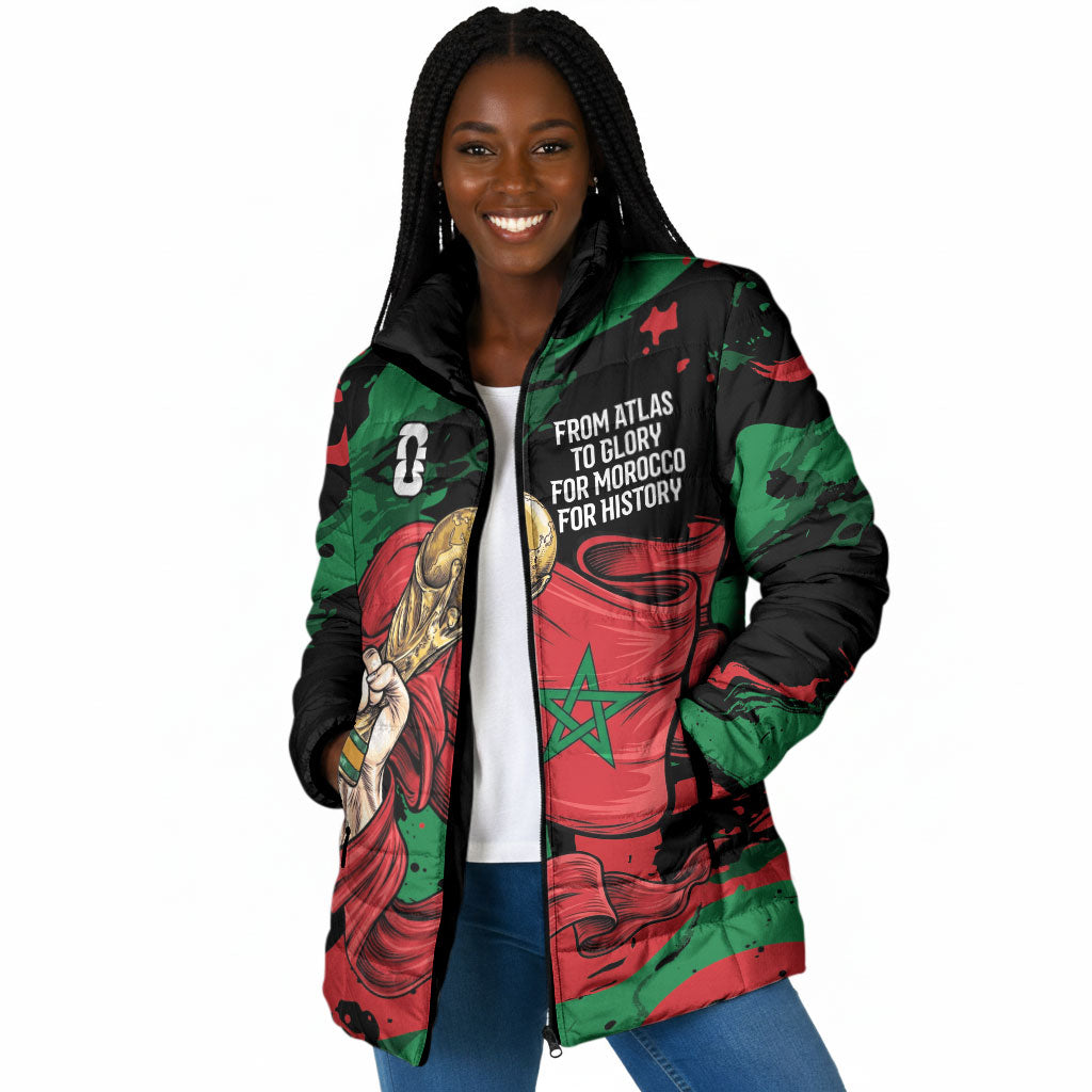 Personalized Morocco From Atlas To Victory Padded Jacket Atlas Lions World Football Supporter Edition