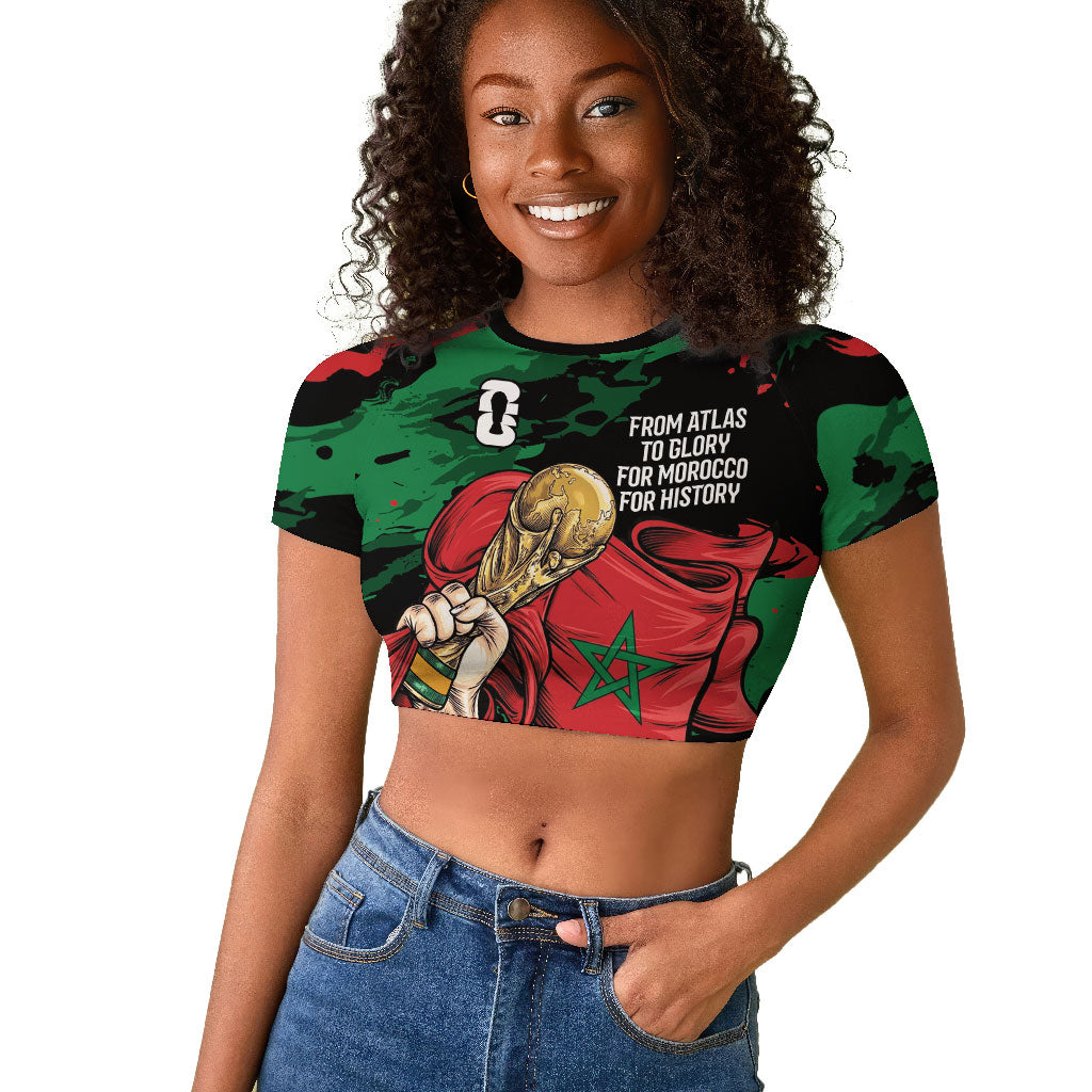 Personalized Morocco From Atlas To Victory Raglan Cropped T shirt Atlas Lions World Football Supporter Edition