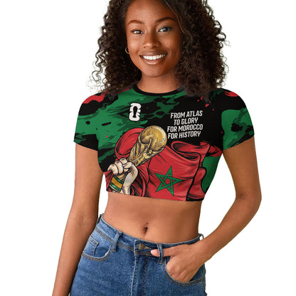 Personalized Morocco From Atlas To Victory Raglan Cropped T shirt Atlas Lions World Football Supporter Edition