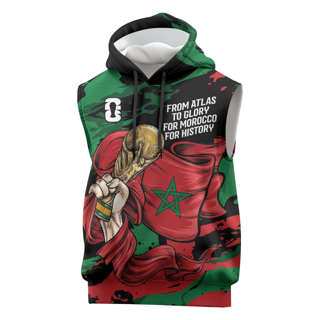 Personalized Morocco From Atlas To Victory Sleeveless Hoodie Atlas Lions World Football Supporter Edition
