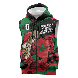 Personalized Morocco From Atlas To Victory Sleeveless Zip Hoodie Atlas Lions World Football Supporter Edition