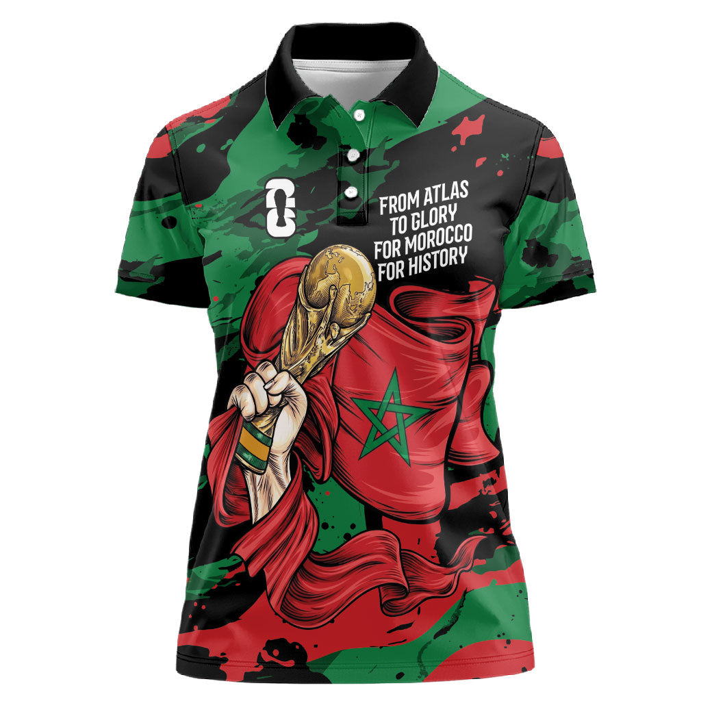 Personalized Morocco From Atlas To Victory Women Polo Shirt Atlas Lions World Football Supporter Edition