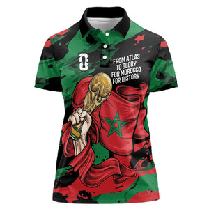 Personalized Morocco From Atlas To Victory Women Polo Shirt Atlas Lions World Football Supporter Edition
