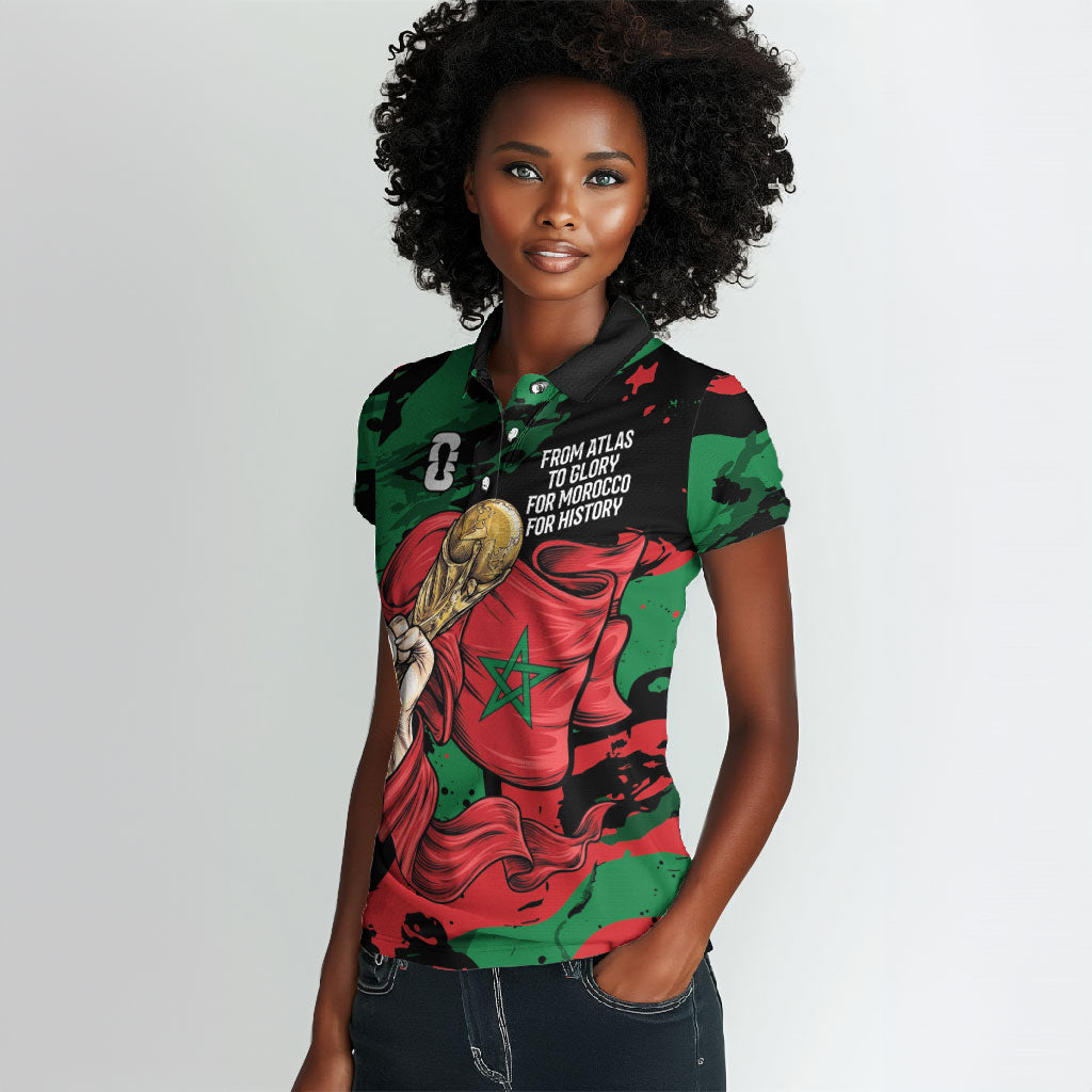Personalized Morocco From Atlas To Victory Women Polo Shirt Atlas Lions World Football Supporter Edition