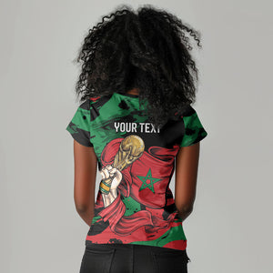 Personalized Morocco From Atlas To Victory Women V-Neck T-Shirt Atlas Lions World Football Supporter Edition