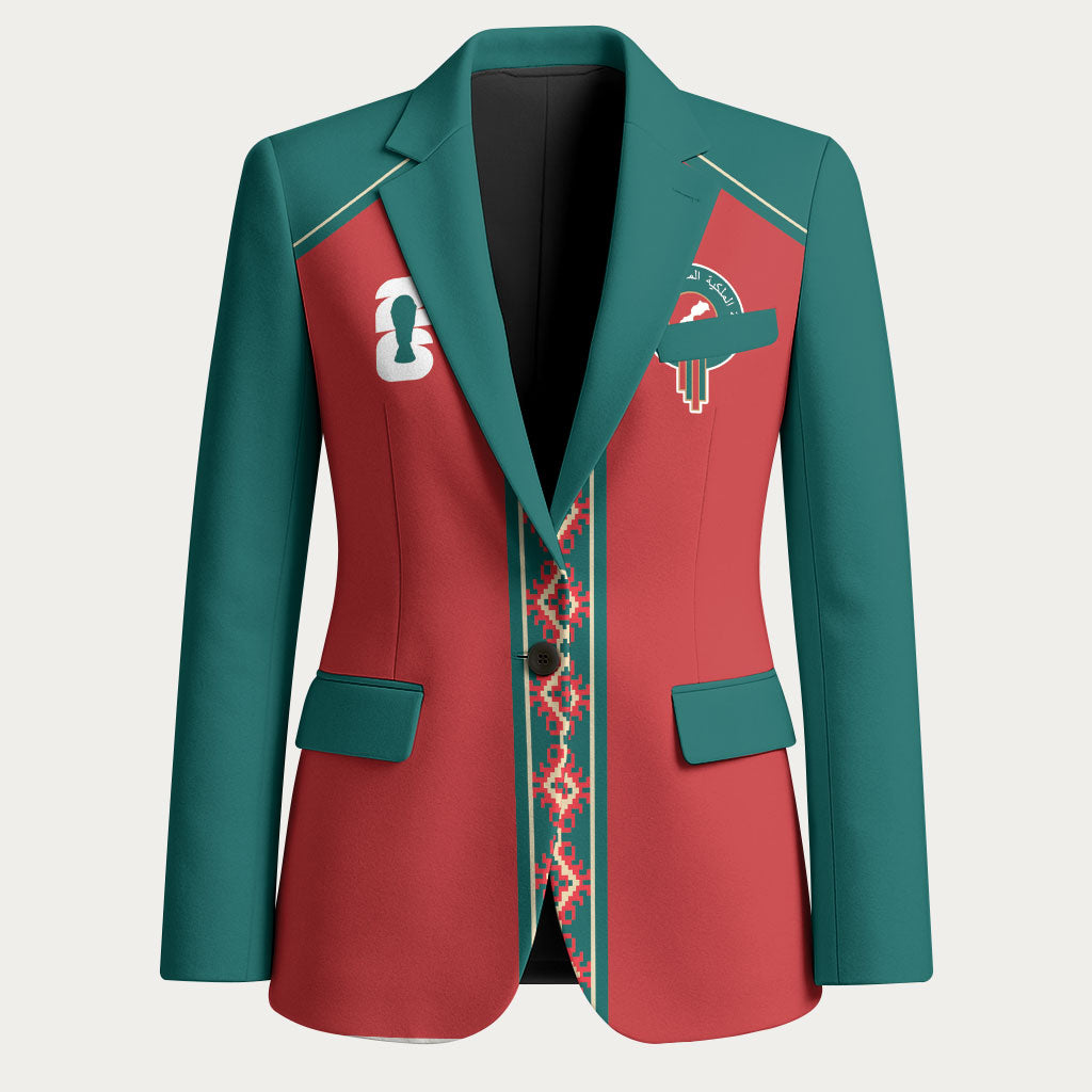 Custom Morocco Heritage Zellige Pattern Blazer Atlas Lions World Football Supporter Edition