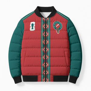 Custom Morocco Heritage Zellige Pattern Bomber Puffer Jacket Atlas Lions World Football Supporter Edition