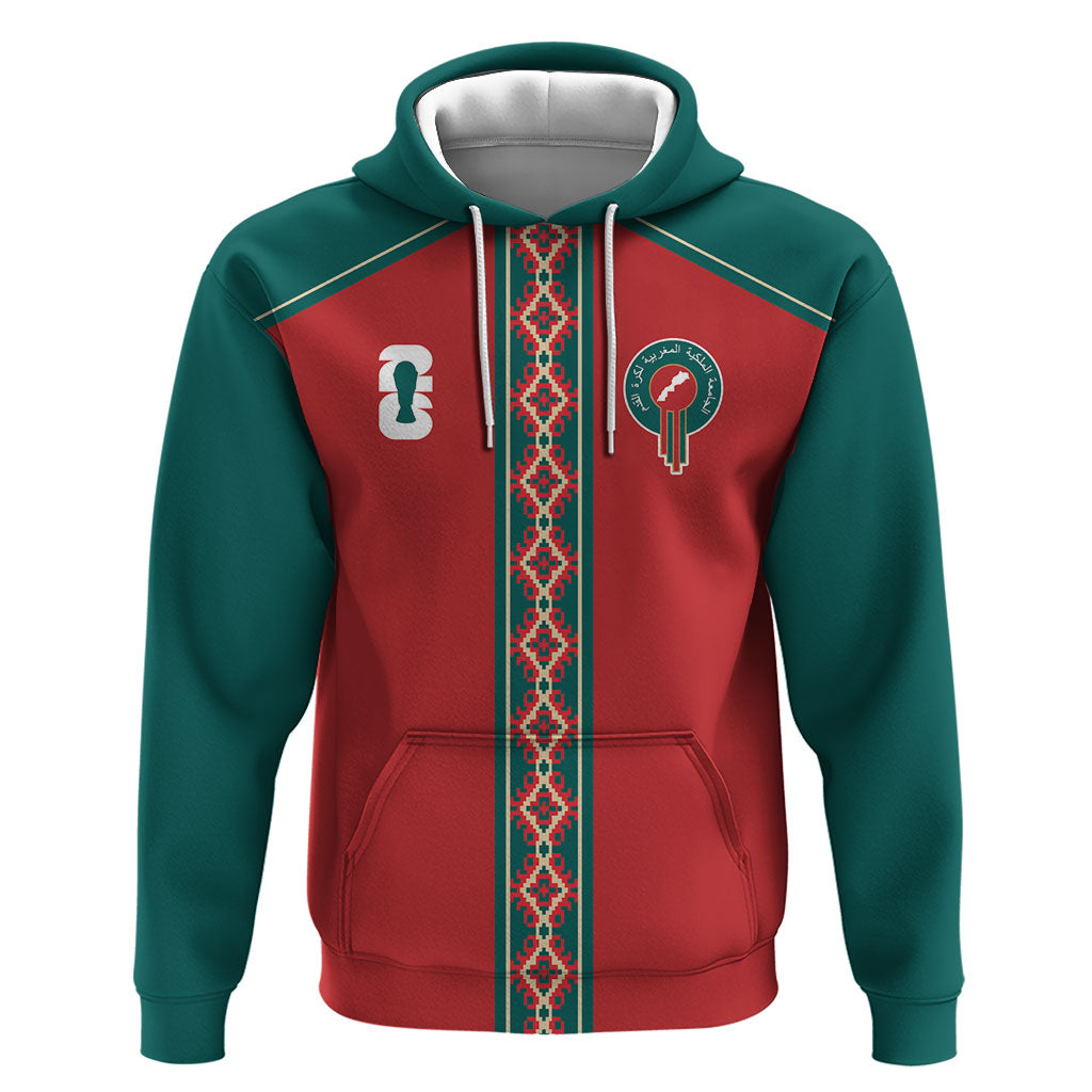 Custom Morocco Heritage Zellige Pattern Hoodie Atlas Lions World Football Supporter Edition