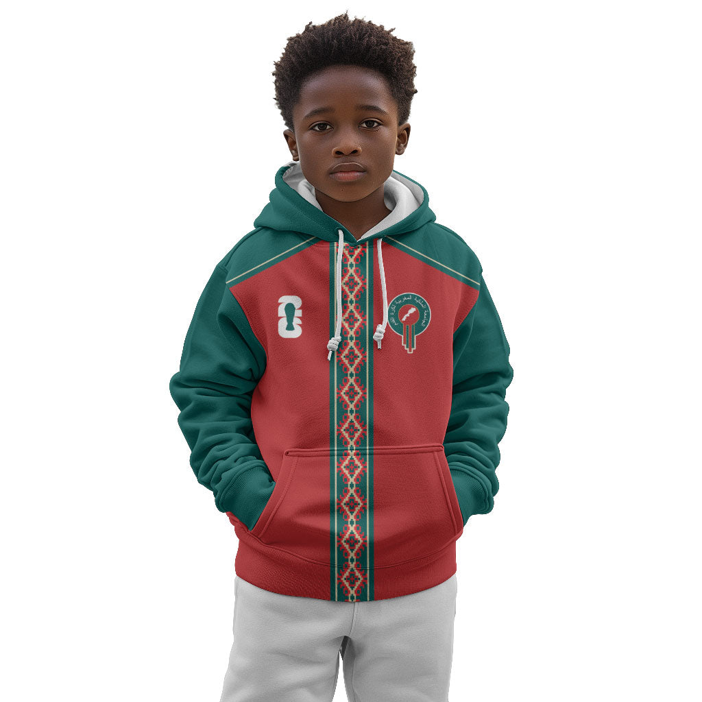 Custom Morocco Heritage Zellige Pattern Kid Hoodie Atlas Lions World Football Supporter Edition