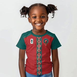 Custom Morocco Heritage Zellige Pattern Kid T shirt Atlas Lions World Football Supporter Edition