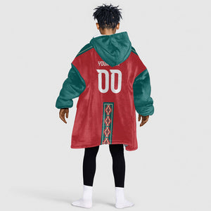 Custom Morocco Heritage Zellige Pattern Kid Wearable Blanket Hoodie Atlas Lions World Football Supporter Edition