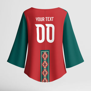 Custom Morocco Heritage Zellige Pattern Kimono Sleeve Blouse Atlas Lions World Football Supporter Edition
