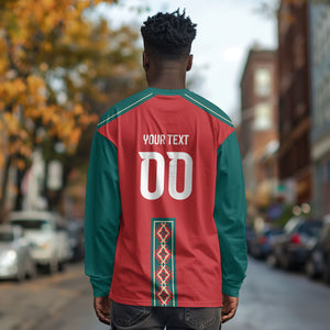 Custom Morocco Heritage Zellige Pattern Long Sleeve Shirt Atlas Lions World Football Supporter Edition