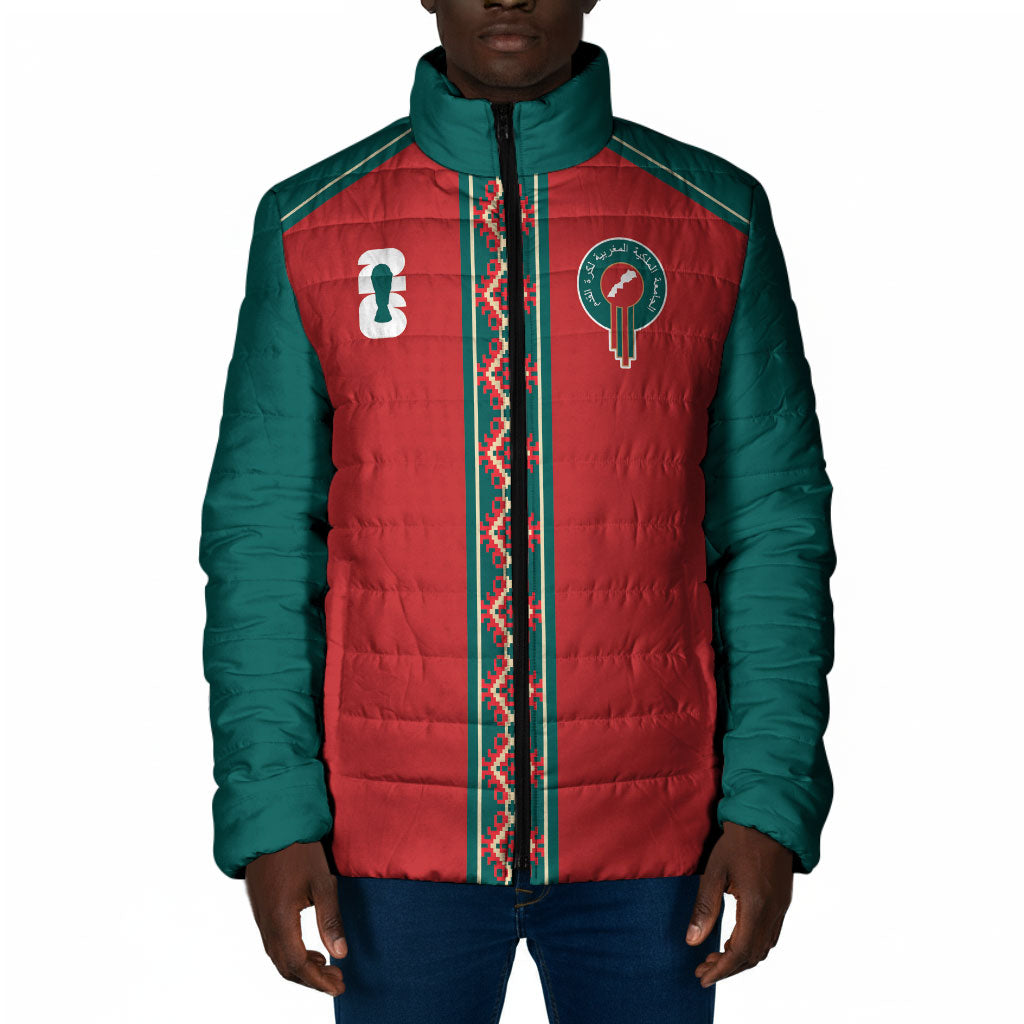 Custom Morocco Heritage Zellige Pattern Padded Jacket Atlas Lions World Football Supporter Edition