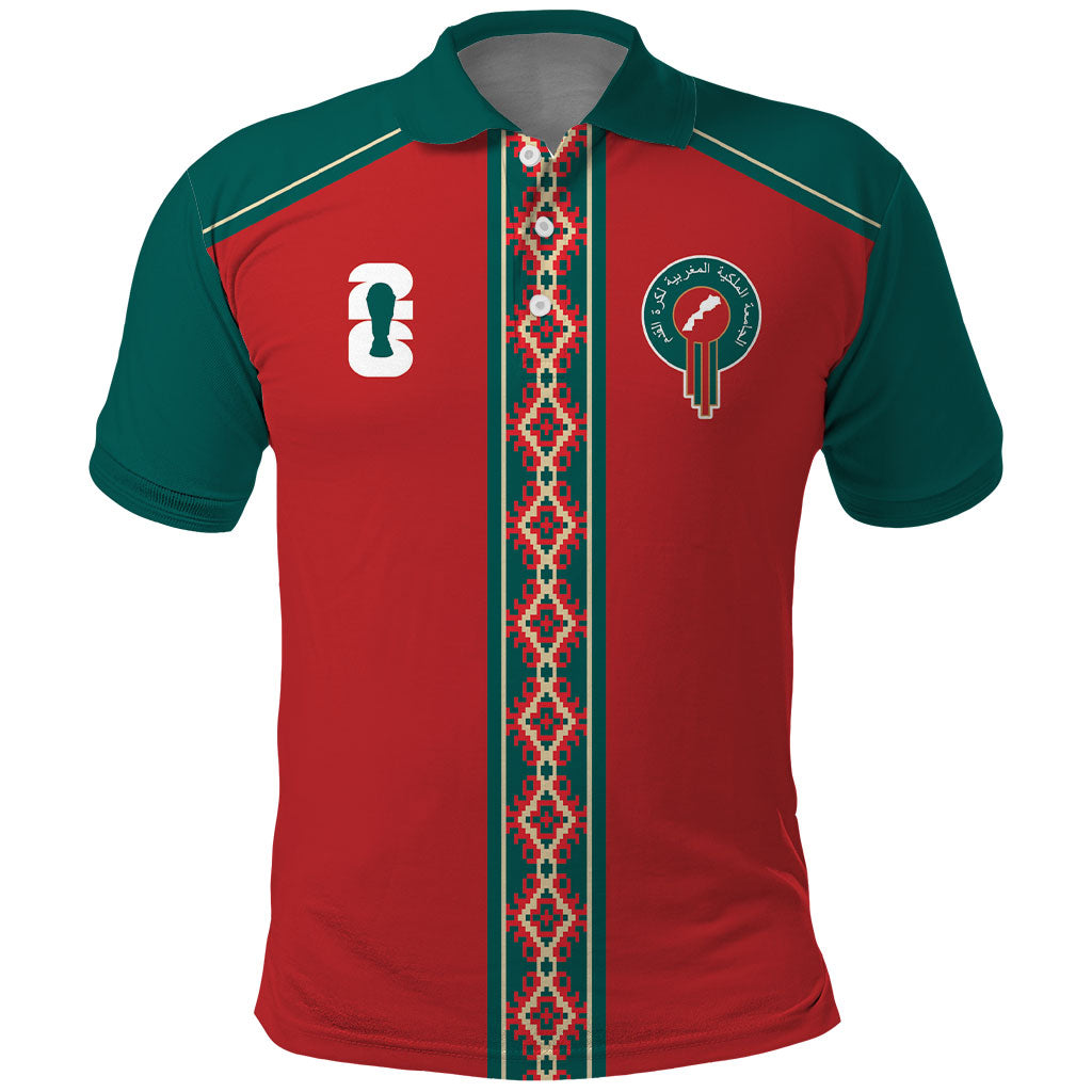 Custom Morocco Heritage Zellige Pattern Polo Shirt Atlas Lions World Football Supporter Edition