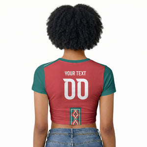 Custom Morocco Heritage Zellige Pattern Raglan Cropped T shirt Atlas Lions World Football Supporter Edition