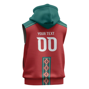 Custom Morocco Heritage Zellige Pattern Sleeveless Zip Hoodie Atlas Lions World Football Supporter Edition