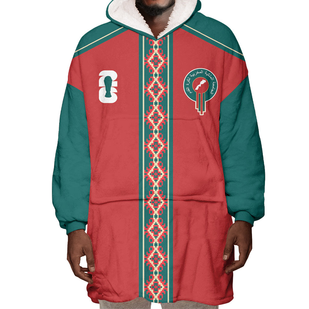 Custom Morocco Heritage Zellige Pattern Wearable Blanket Hoodie Atlas Lions World Football Supporter Edition