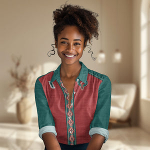 Custom Morocco Heritage Zellige Pattern Women Casual Shirt Atlas Lions World Football Supporter Edition