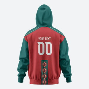 Custom Morocco Heritage Zellige Pattern Zip Hoodie Atlas Lions World Football Supporter Edition