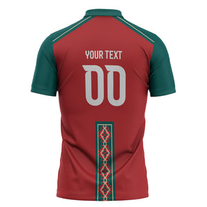 Custom Morocco Heritage Zellige Pattern Zipper Polo Shirt Atlas Lions World Football Supporter Edition
