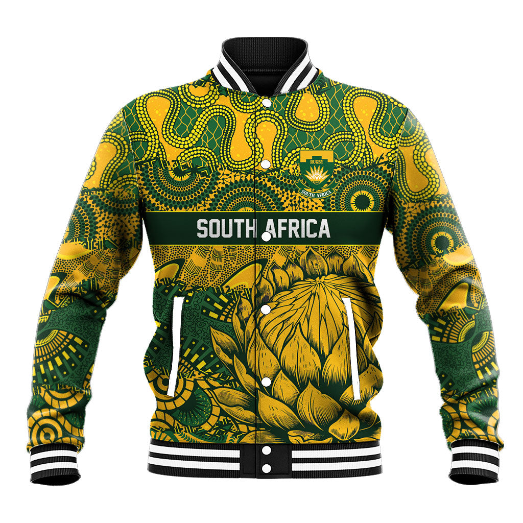 2026 Autumn Rugby Nations South Africa Custom Baseball Jacket Indigenous Tribal Patchwork Motif