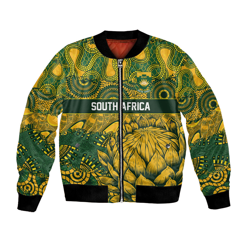 2026 Autumn Rugby Nations South Africa Custom Bomber Jacket Indigenous Tribal Patchwork Motif