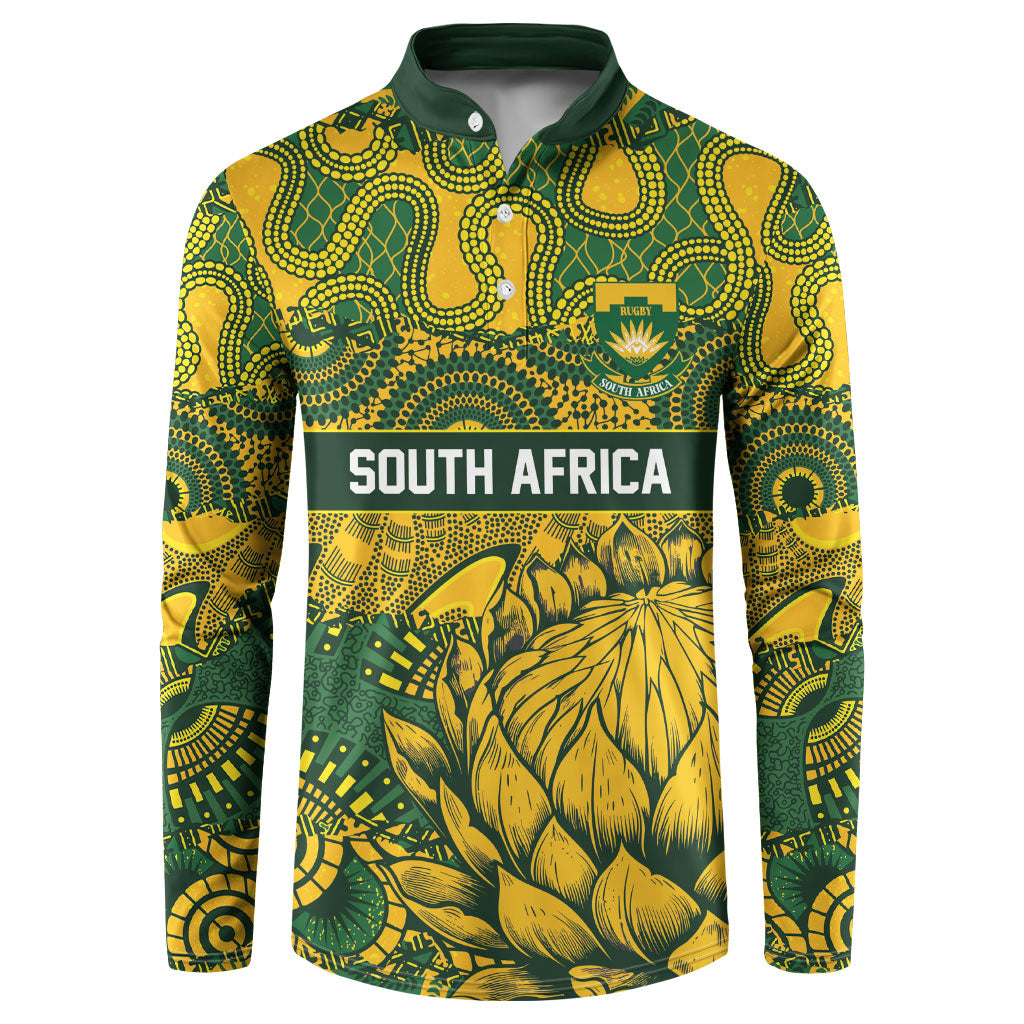 2026 Autumn Rugby Nations South Africa Custom Button Sweatshirt Indigenous Tribal Patchwork Motif