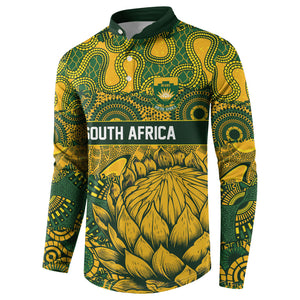 2026 Autumn Rugby Nations South Africa Custom Button Sweatshirt Indigenous Tribal Patchwork Motif