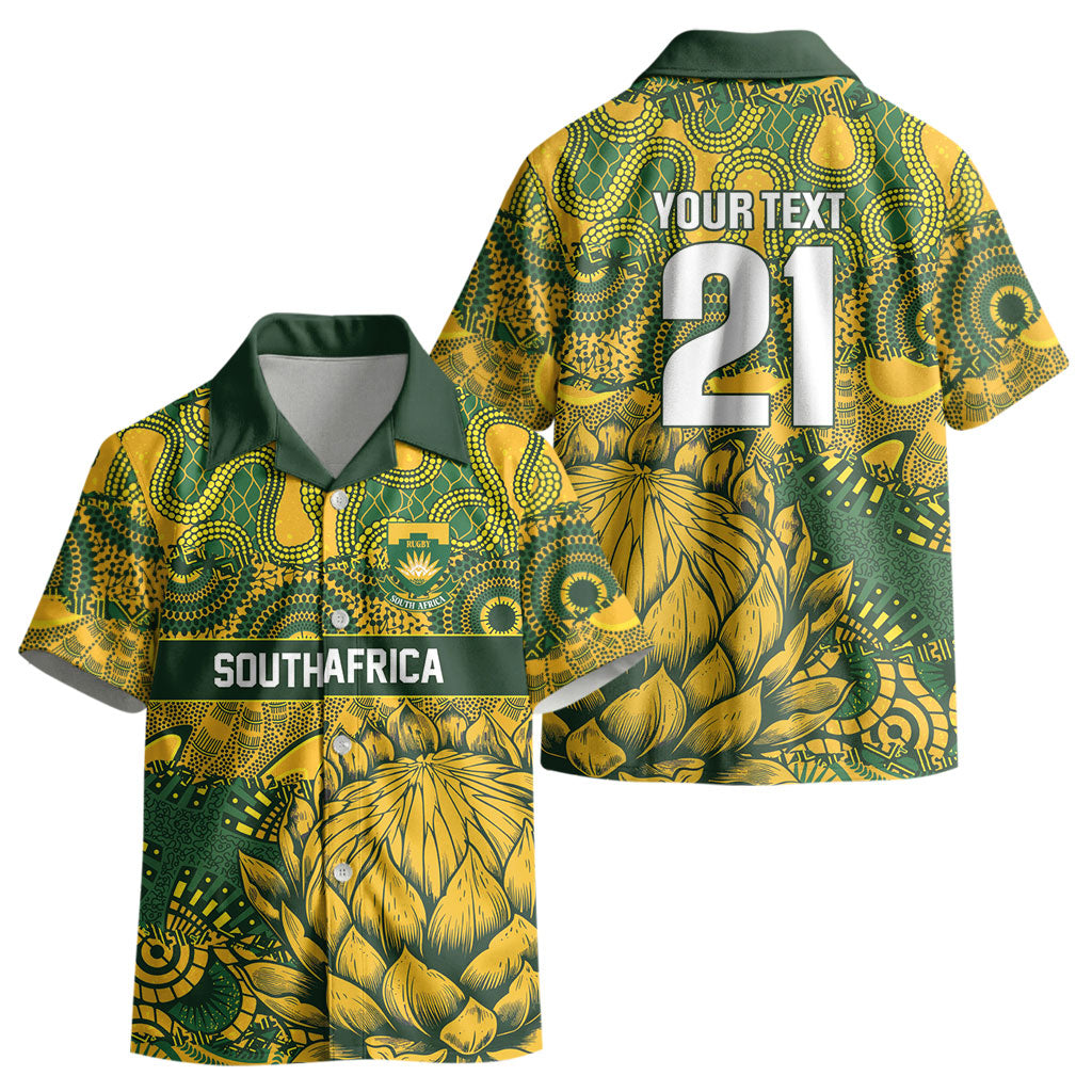 2026 Autumn Rugby Nations South Africa Custom Kid Hawaiian Shirt Indigenous Tribal Patchwork Motif