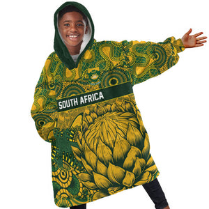 2026 Autumn Rugby Nations South Africa Custom Kid Wearable Blanket Hoodie Indigenous Tribal Patchwork Motif