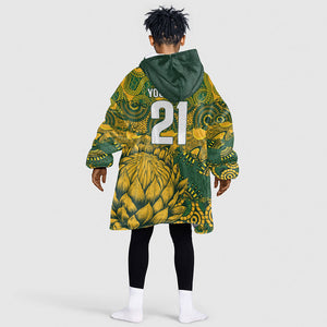 2026 Autumn Rugby Nations South Africa Custom Kid Wearable Blanket Hoodie Indigenous Tribal Patchwork Motif