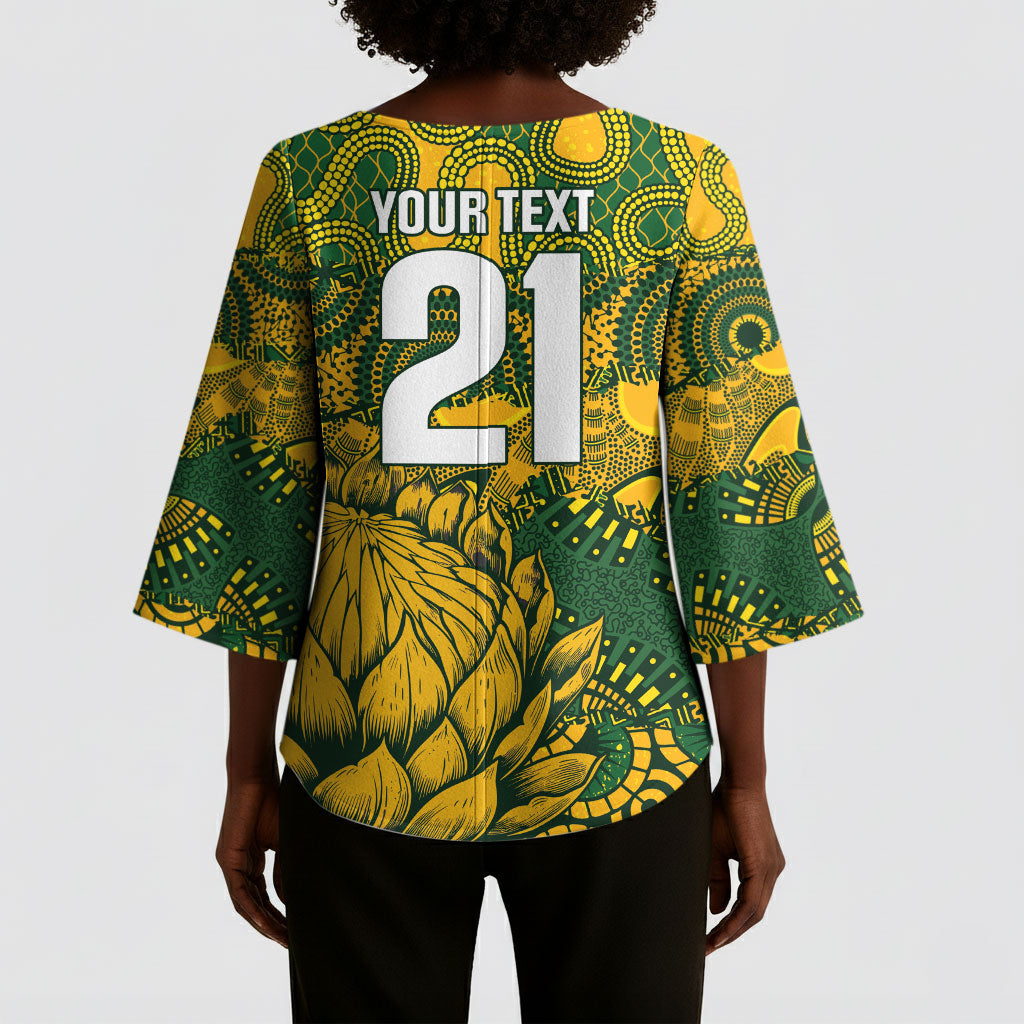 2026 Autumn Rugby Nations South Africa Custom Kimono Sleeve Blouse Indigenous Tribal Patchwork Motif