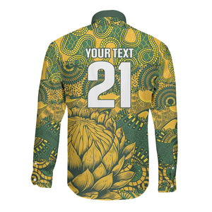 2026 Autumn Rugby Nations South Africa Custom Long Sleeve Button Shirt Indigenous Tribal Patchwork Motif