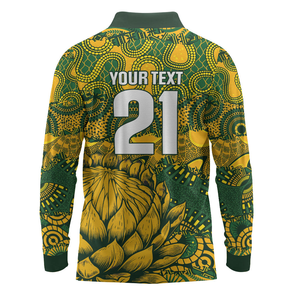 2026 Autumn Rugby Nations South Africa Custom Long Sleeve Polo Shirt Indigenous Tribal Patchwork Motif
