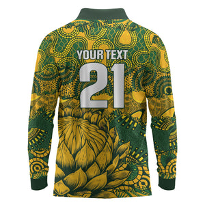 2026 Autumn Rugby Nations South Africa Custom Long Sleeve Polo Shirt Indigenous Tribal Patchwork Motif