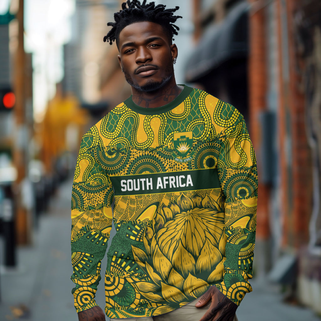 2026 Autumn Rugby Nations South Africa Custom Long Sleeve Shirt Indigenous Tribal Patchwork Motif